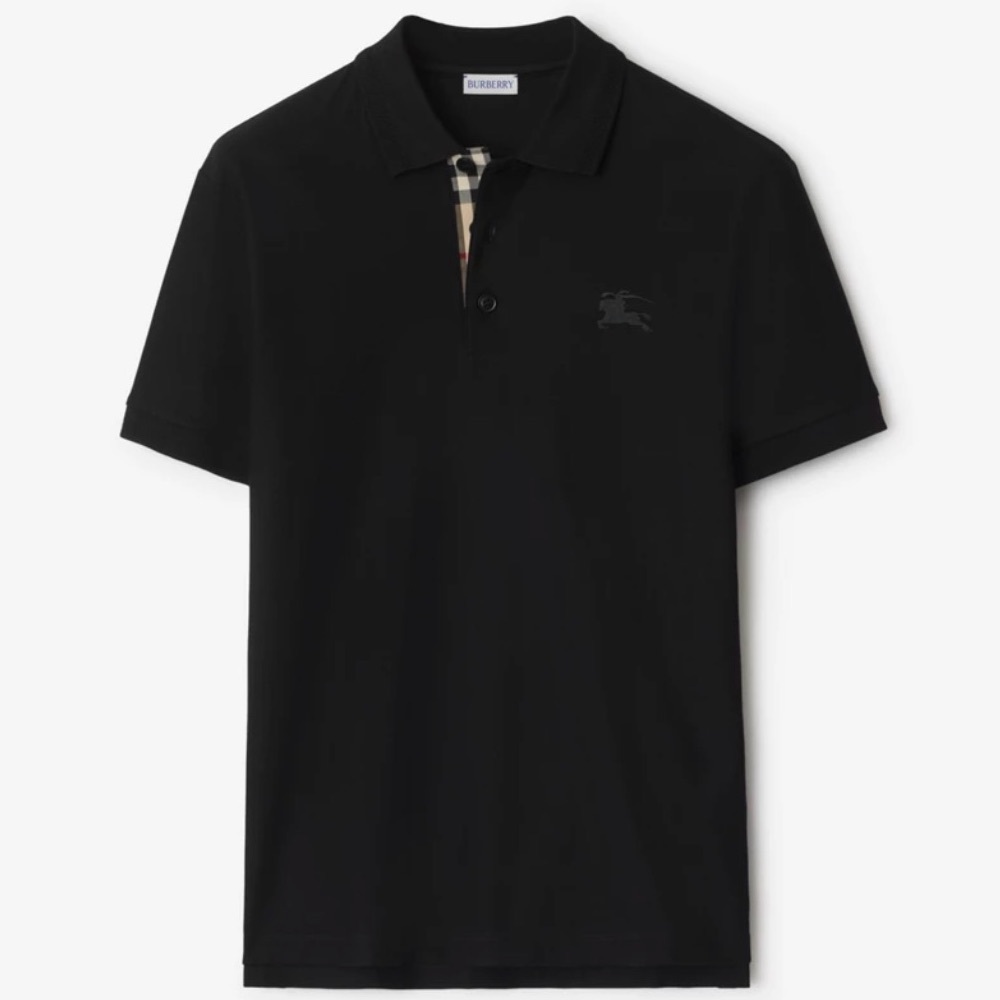 Burberry Brit Black Polo Shirt XL with signature plaid details